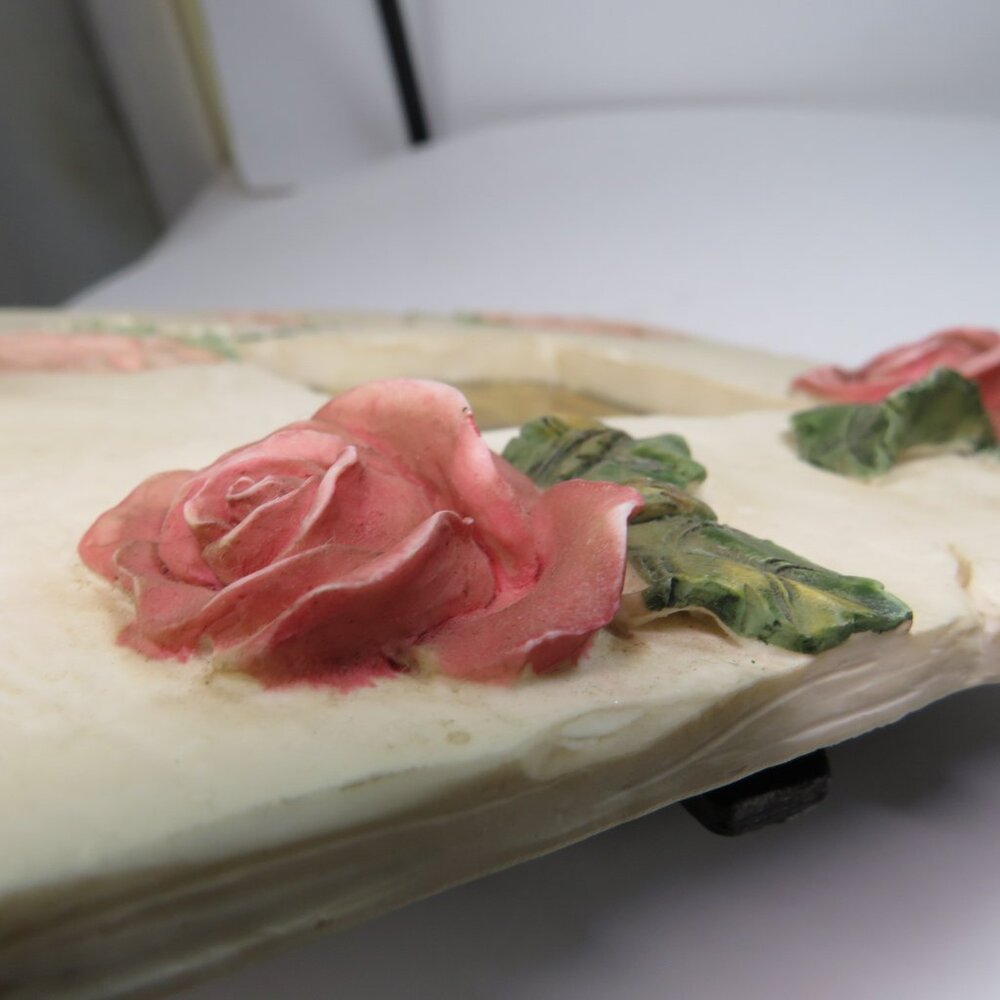 Rose Ceramic Tile Picture Frame Embossed & Engraved Rustic - Picture 14 of 15